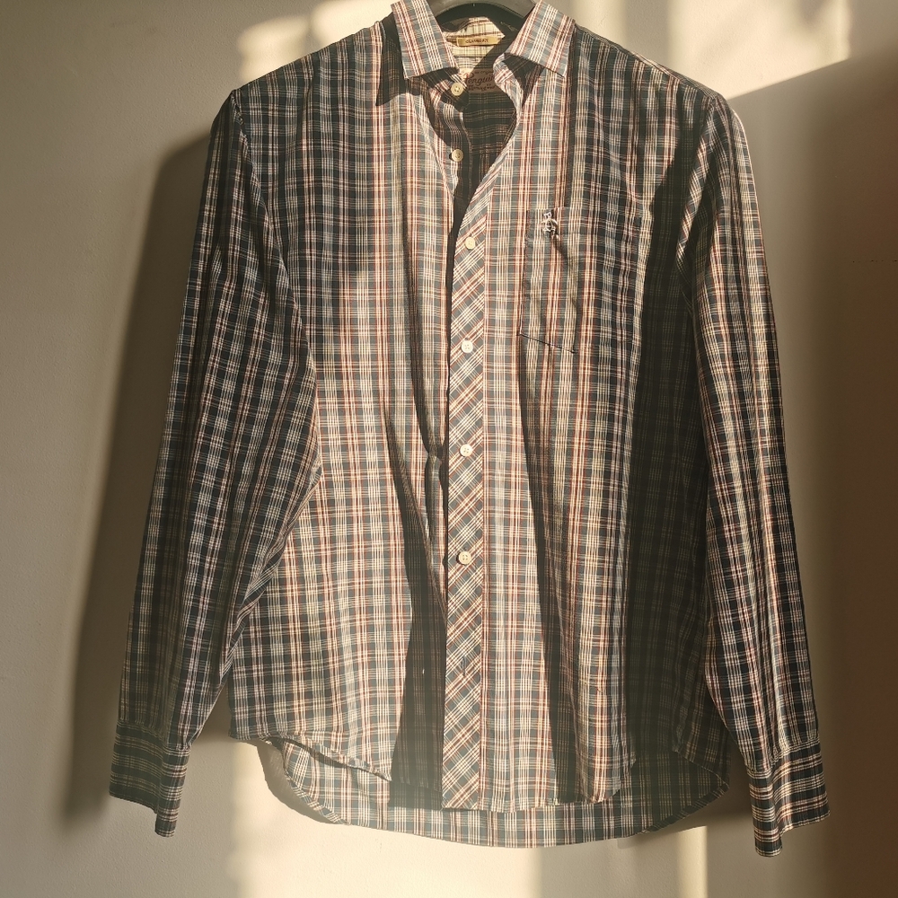 Original Penguin Navy, Burgundy and White Checkered Button-Down Shirt Size L - Picture 2 of 7